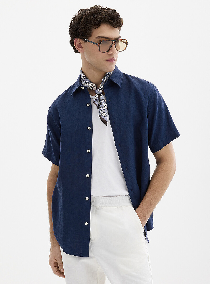 100% European Linen Short-Sleeve Shirt Modern Fit