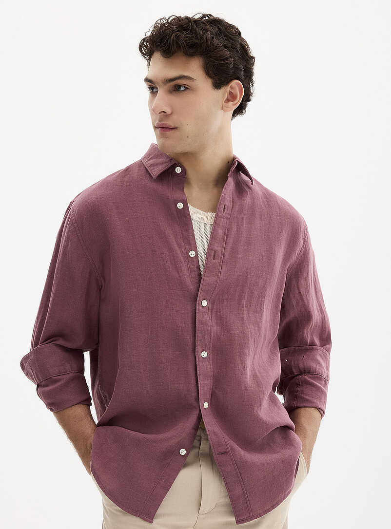 100% European Linen Long-Sleeve Shirt Comfort Fit