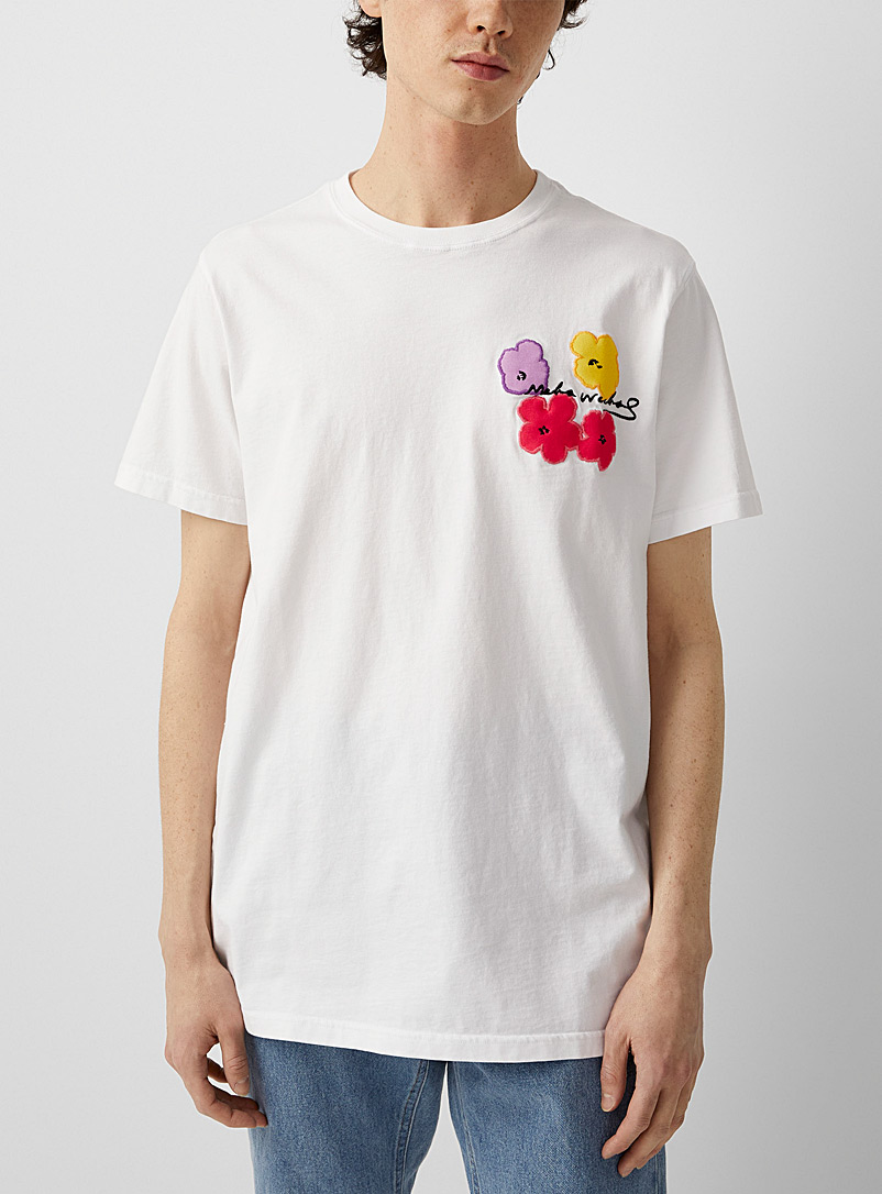 Maharishi: Le t-shirt imprimé fleurs colorées Blanc pour homme