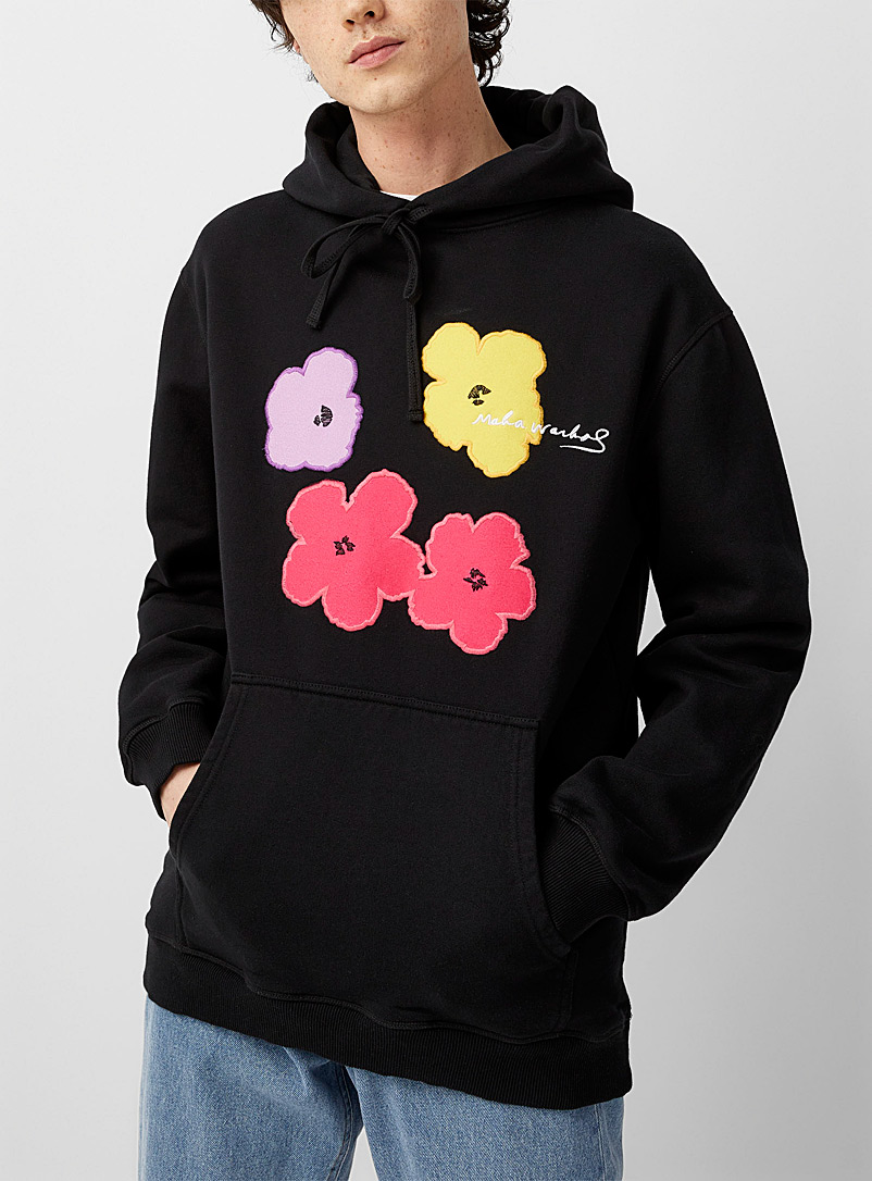 Maharishi Black Colourful flowers printed hoodie for men