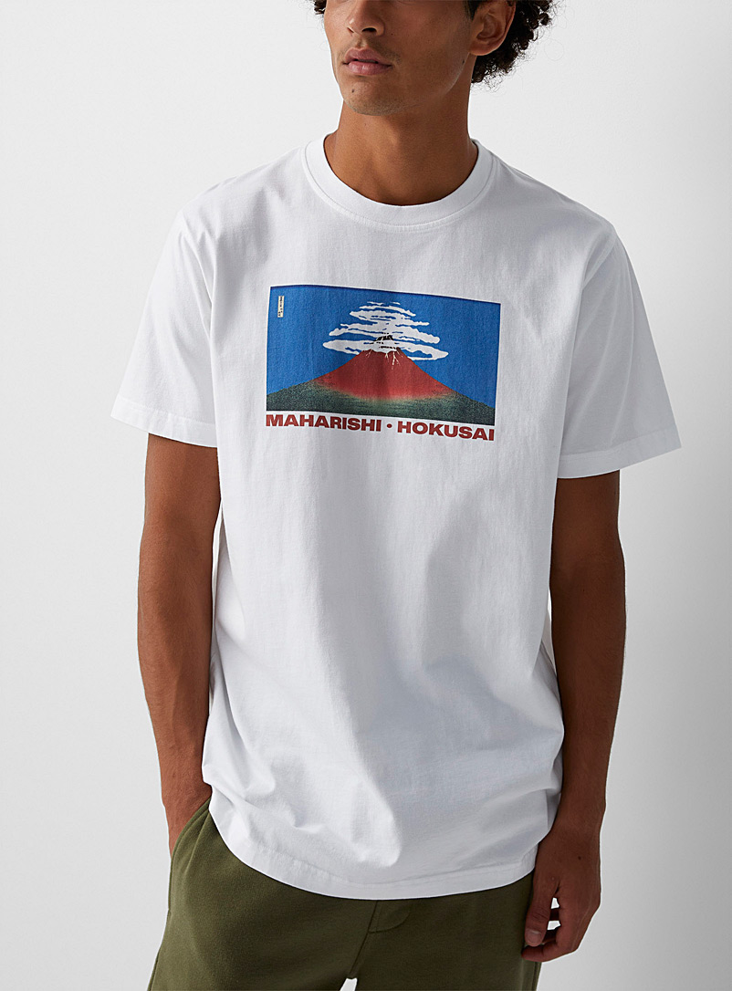 Maharishi: Le t-shirt imprimé Hokusai Blanc pour homme