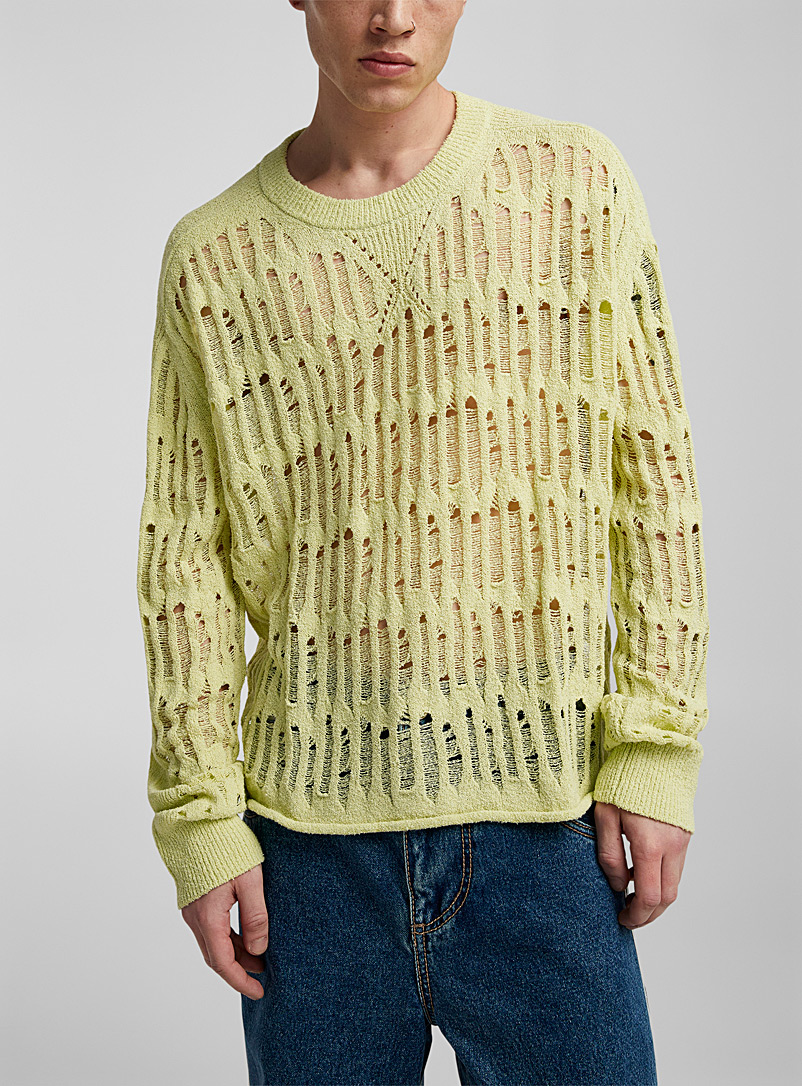 Eytys Mint/Pistachio Green Openwork bouclé knit Jaxon sweater for men