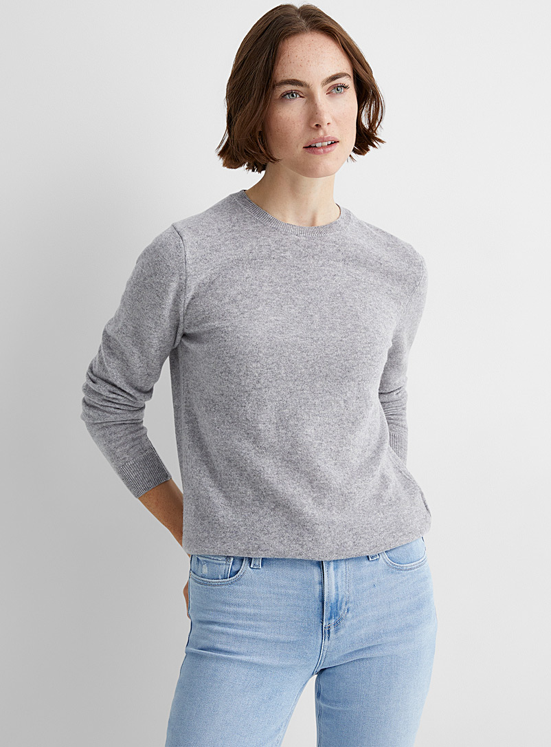 United Colors of Benetton Light Grey Crew-neck wool sweater for women