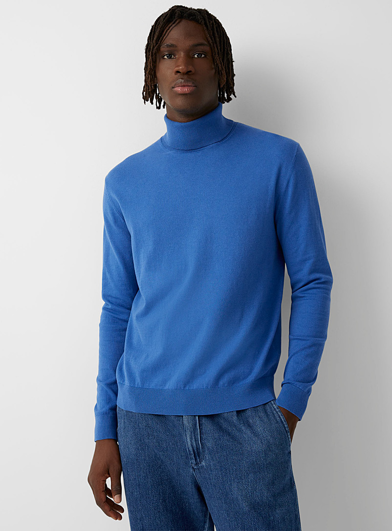 United Colors of Benetton Blue Soft knit turtleneck for men