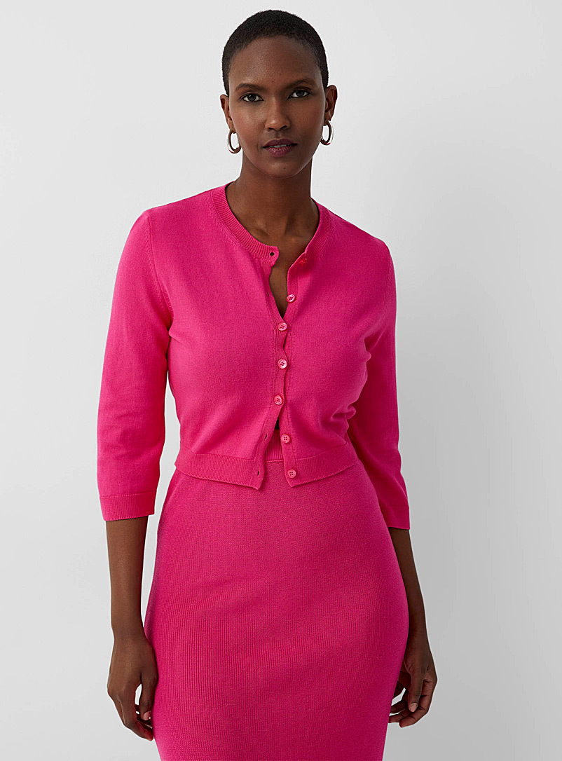 United Colors of Benetton: Le cardigan court coloré Rose moyen pour femme