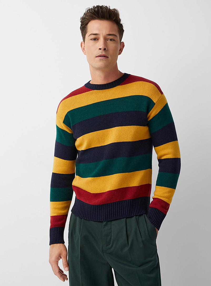 United Colors of Benetton Marine Blue Vivid colour stripe sweater for men