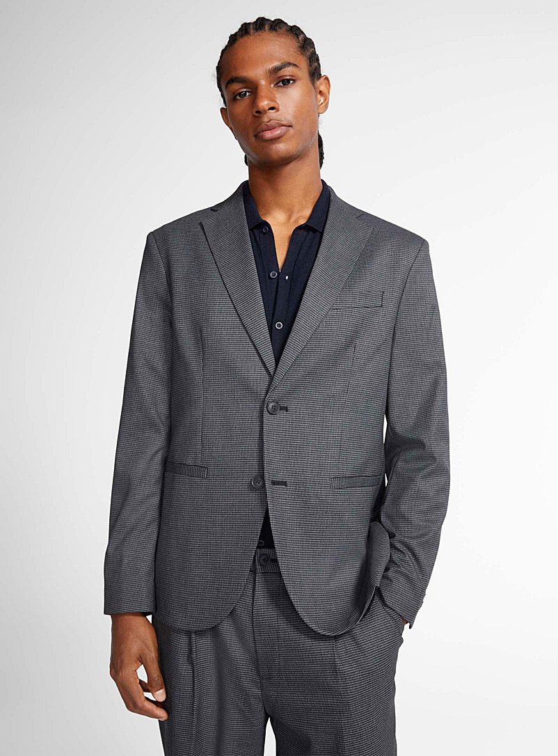 United Colors of Benetton Grey Monochrome houndstooth jacket Regular fit for men