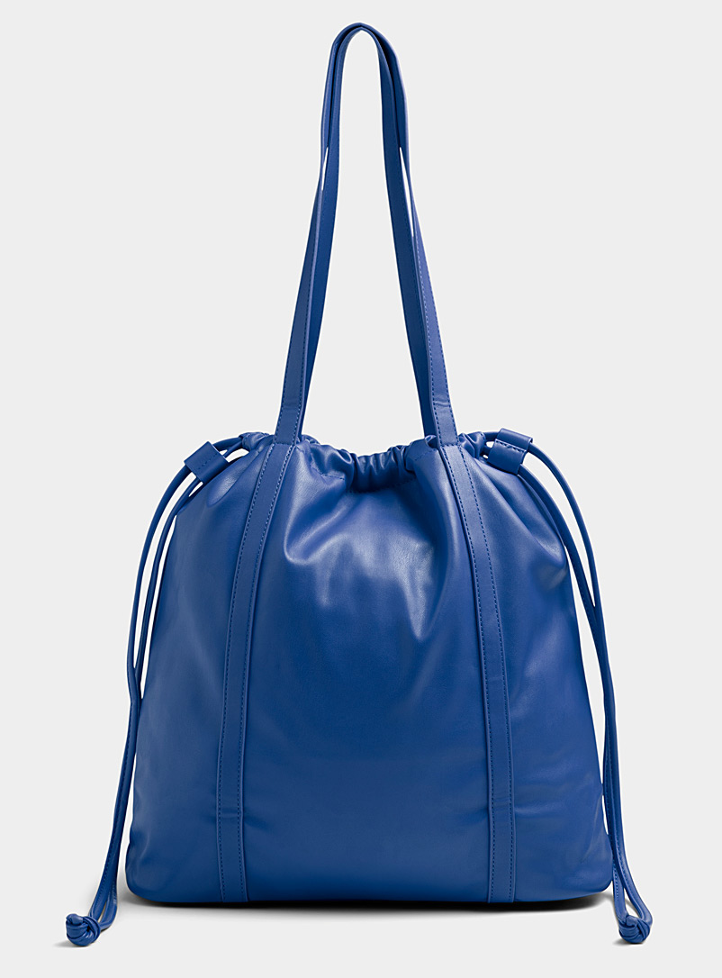 United Colors of Benetton Blue Topstitched square tote for women