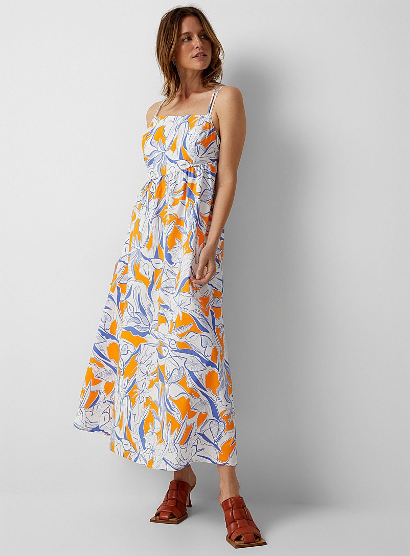 United Colors of Benetton: La robe maxi punch floral Blanc à motifs pour femme