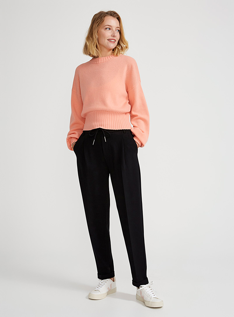 United Colors of Benetton: Le pantalon taille élastique à revers Noir pour femme