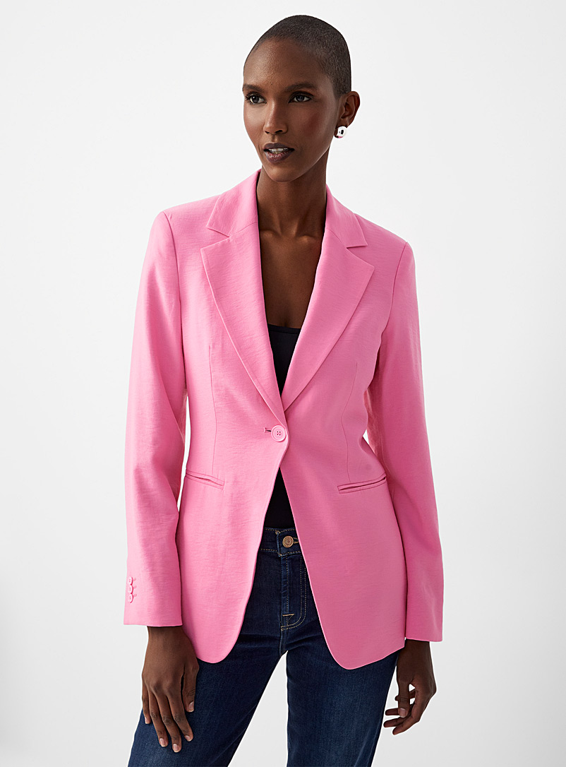 United Colors of Benetton Pink Dragée pink single-button lightweight blazer for women