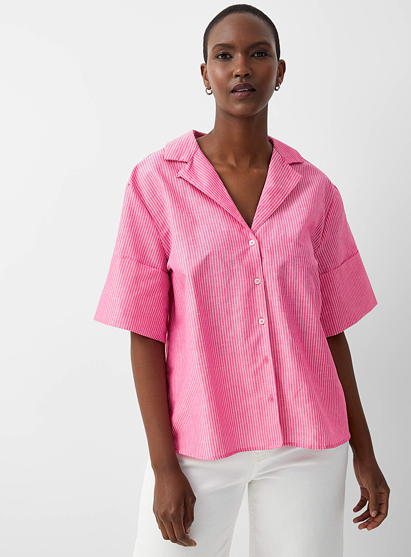 United Colors of Benetton: La chemise rayure confiserie Rose pour femme