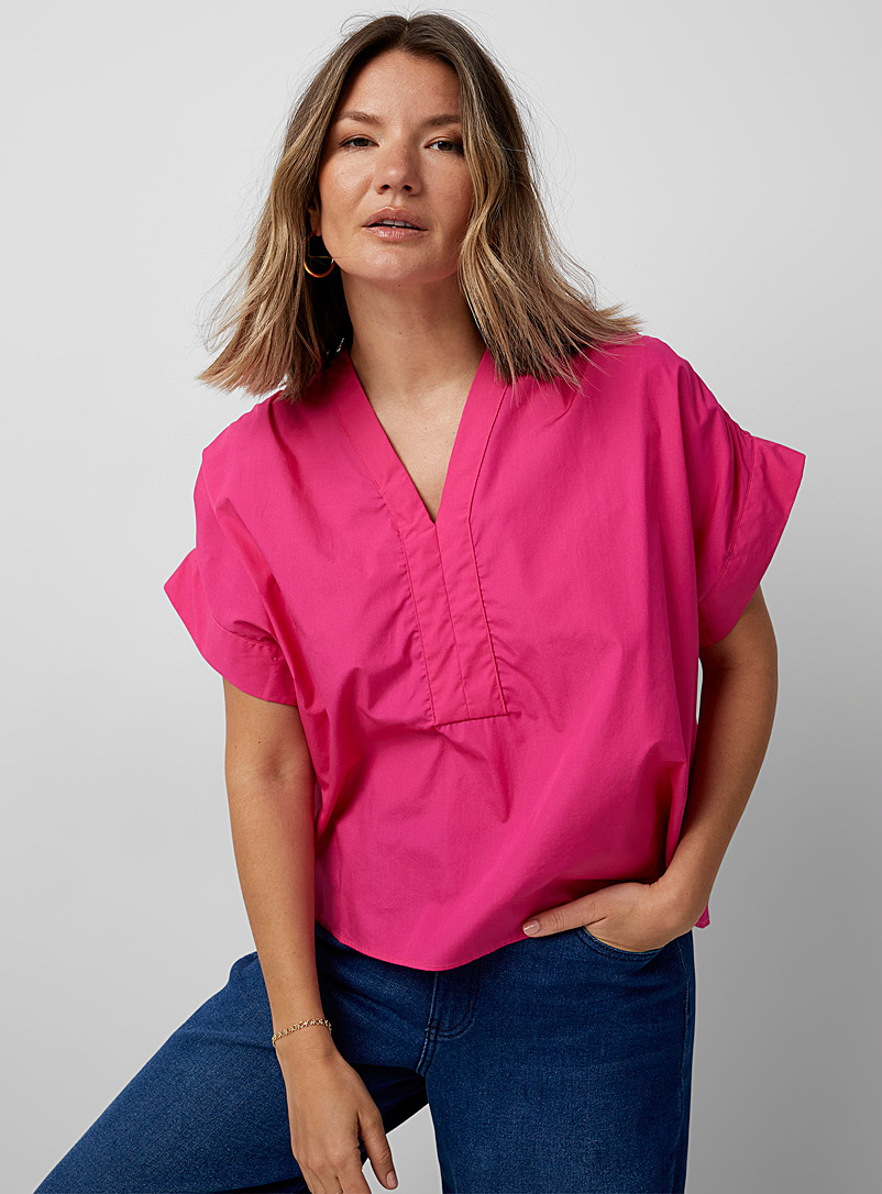 United Colors of Benetton: La chemise popeline carrée Rose pour femme