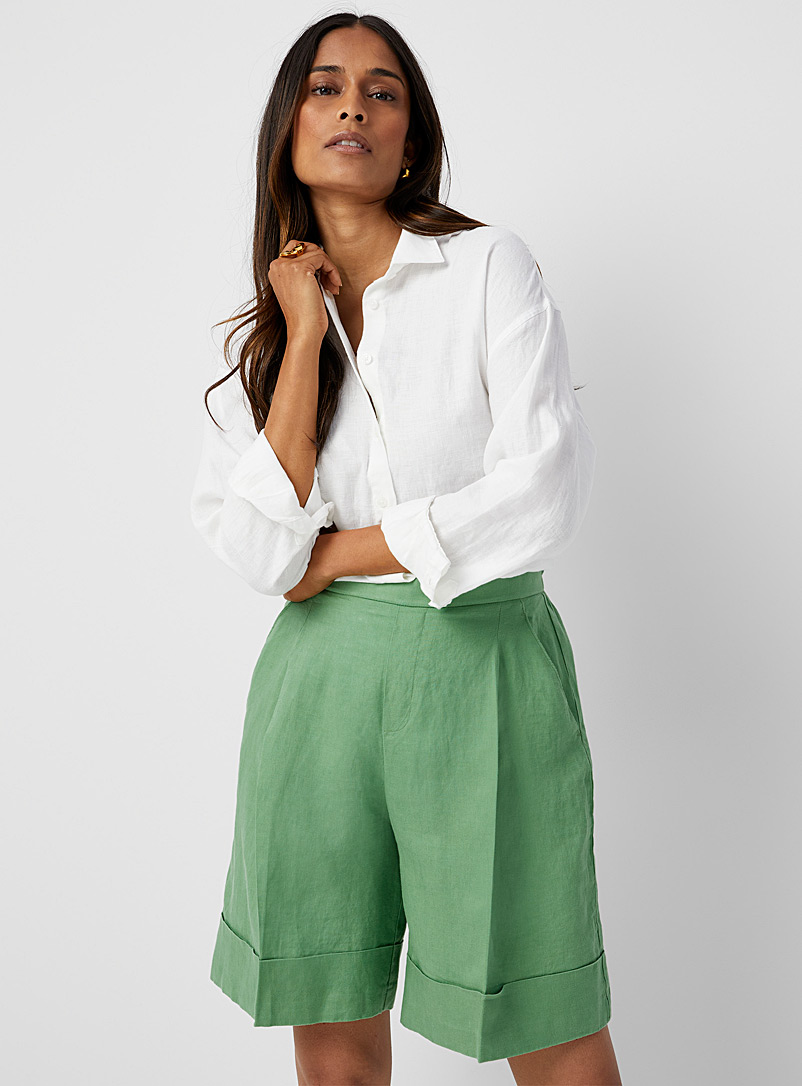 Pantacourt Femme été En Lin Et Coton – Short Large Confortable Avec Poches, Idéal Plage, Randonnée, Jogging - 6