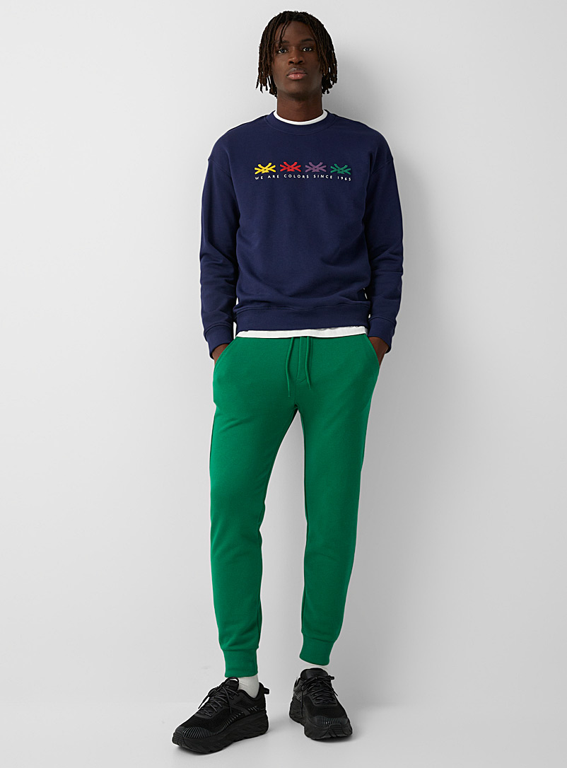 United Colors of Benetton Green Terry-lined colourful joggers for men