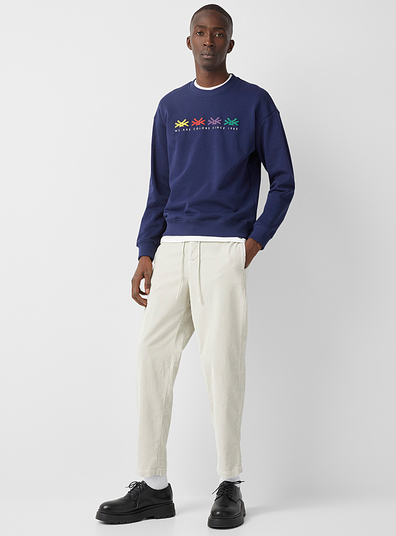 United Colors of Benetton Cream Beige Comfort-waist corduroy pant for men