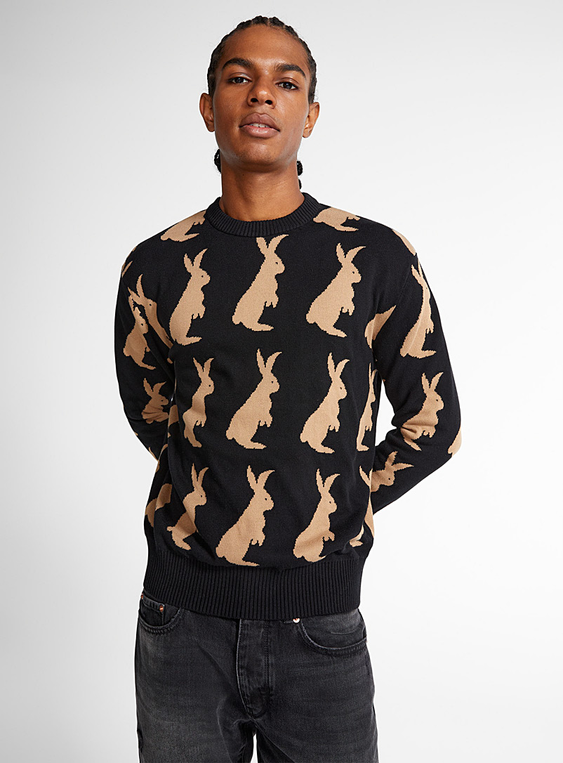 United Colors of Benetton Patterned black Little rabbit sweater for men