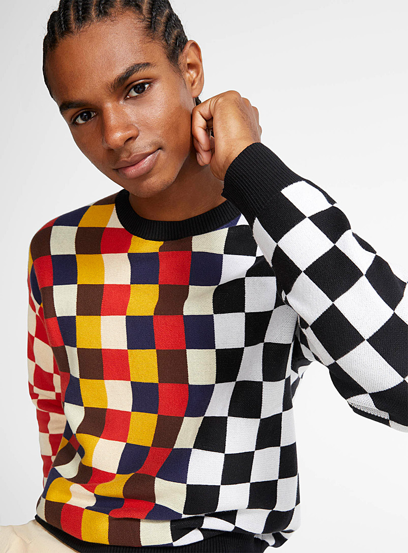 United Colors of Benetton Assorted Colourful check sweater for men