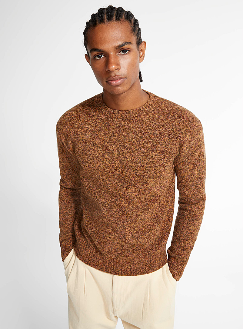 United Colors of Benetton Brown Heathered amber sweater for men