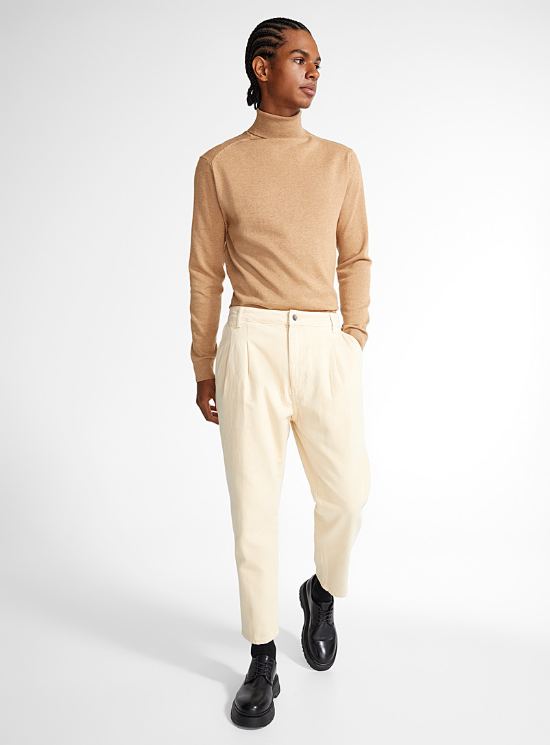 United Colors of Benetton: Le pantalon twill écru à plis plats Coupe fuselée Beige crème pour homme