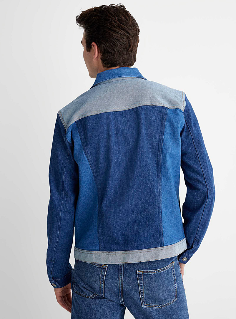 United Colors of Benetton Blue Block-style denim jean jacket for men