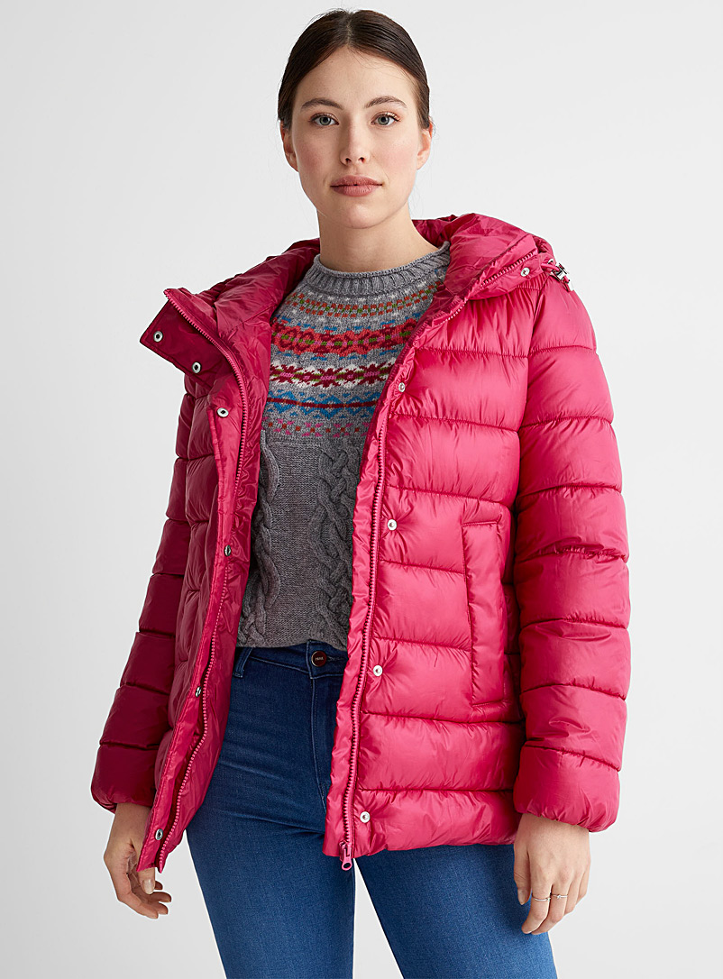 United Colors of Benetton Pink Adjustable hood light puffer jacket for women