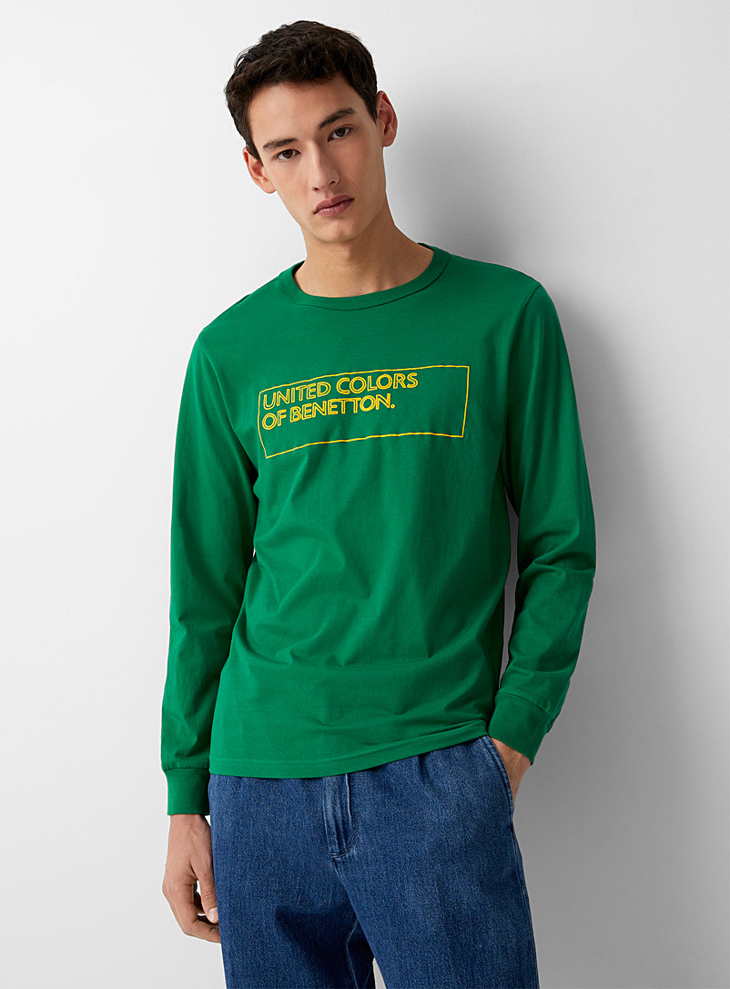 United Colors of Benetton Green Multi-logo T-shirt for men
