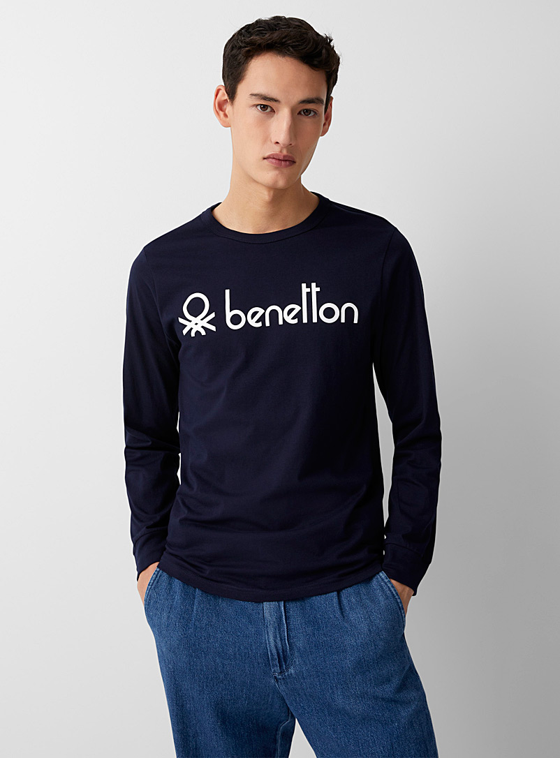 United Colors of Benetton Marine Blue Multi-logo T-shirt for men