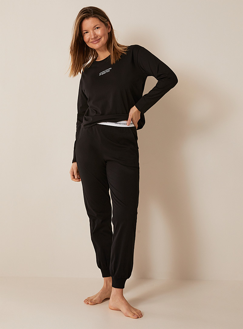 United Colors of Benetton Black Signature waistband plain lounge jogger for women