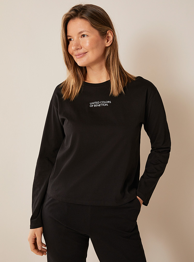 United Colors of Benetton: Le t-shirt détente noir signature Noir pour femme