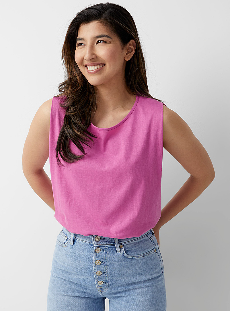 United Colors of Benetton: Le t-shirt sans manches évasé Mauve pour femme