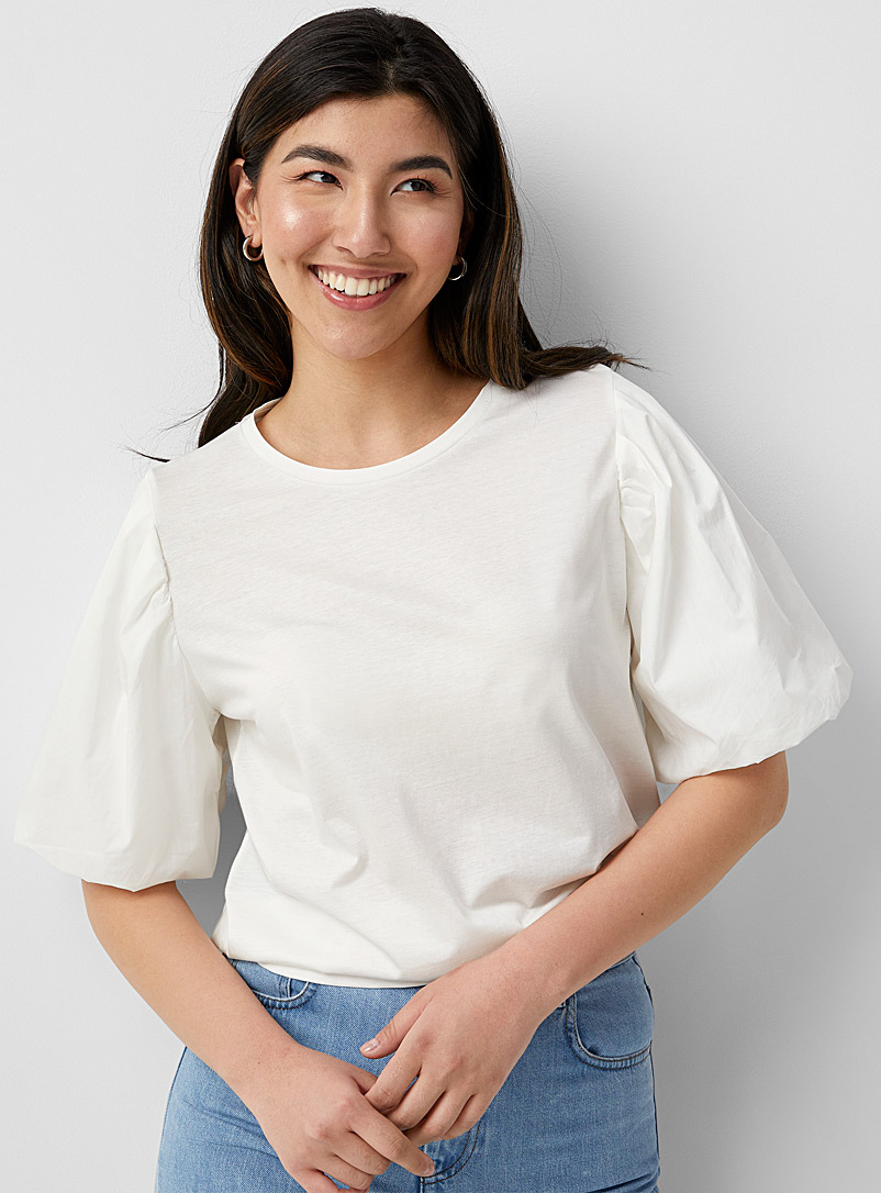 United Colors of Benetton: Le t-shirt manches volumineuses Blanc pour femme