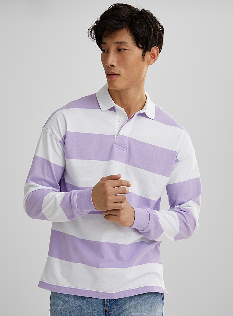 United Colors of Benetton: Le polo rugby rayures pastel Lilas pour homme