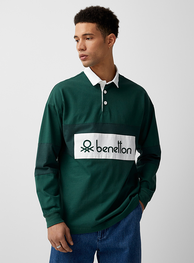 United Colors of Benetton: Le polo rugby logo Vert pour homme