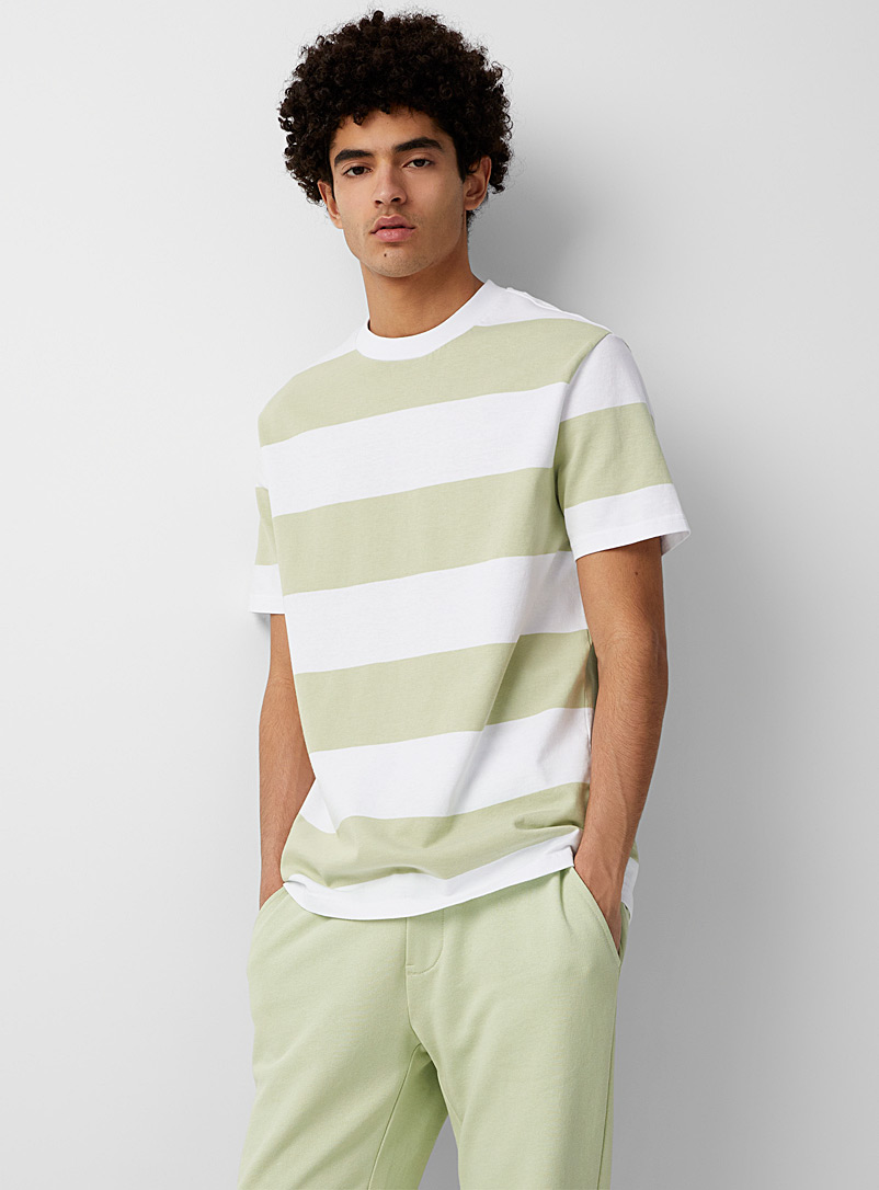 United Colors of Benetton Lime Green Macro-stripe T-shirt for men