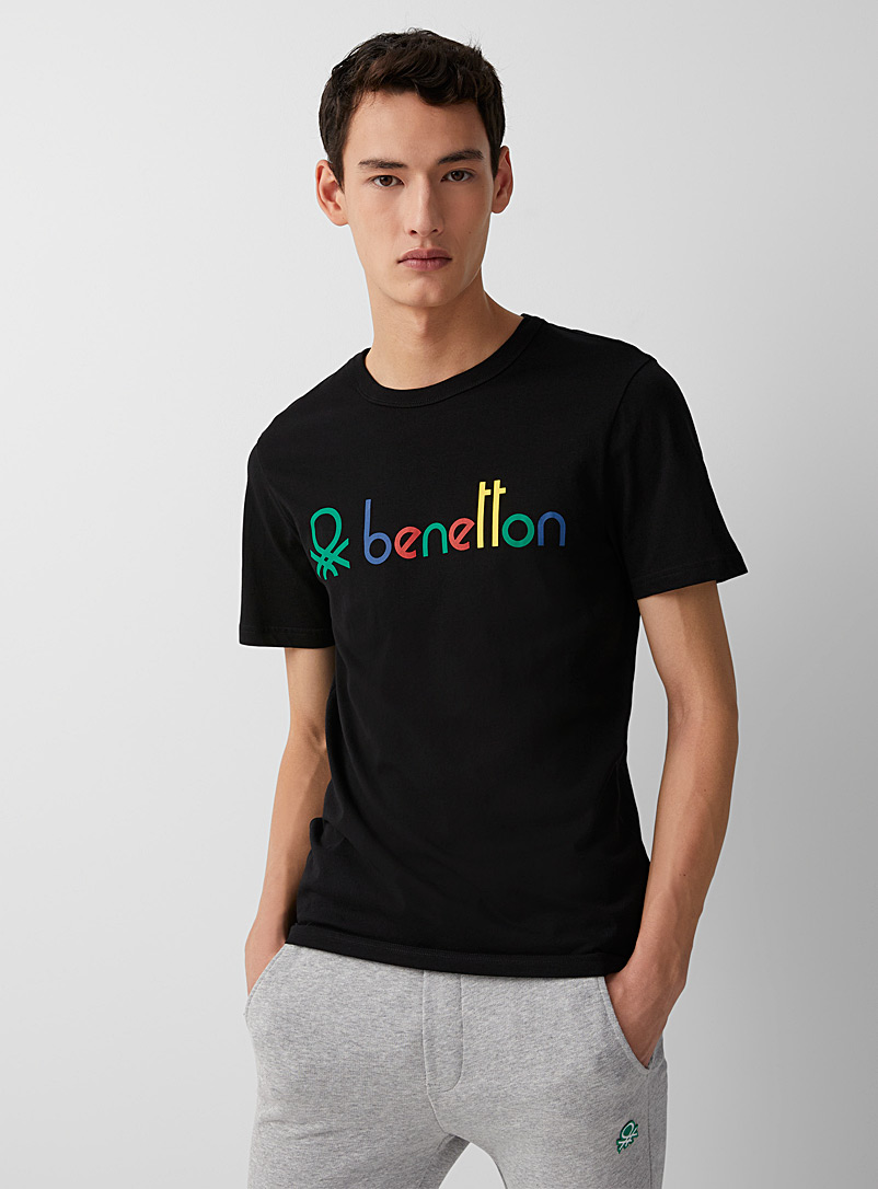 United Colors of Benetton Black Colour logo T-shirt for men