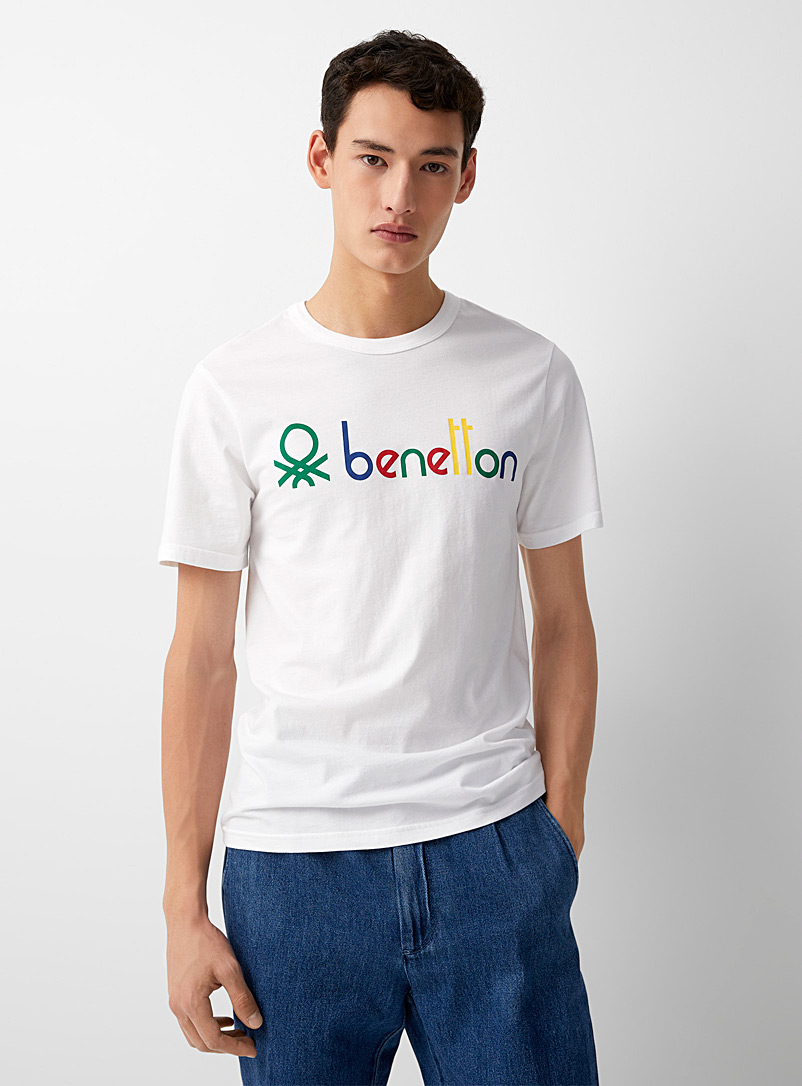 United Colors of Benetton White Colour logo T-shirt for men