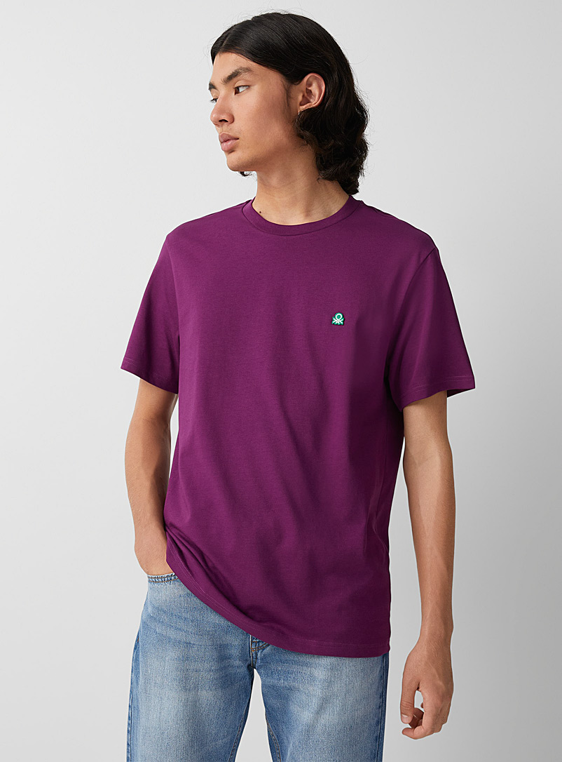 United Colors of Benetton Mauve Minimalist logo T-shirt for men