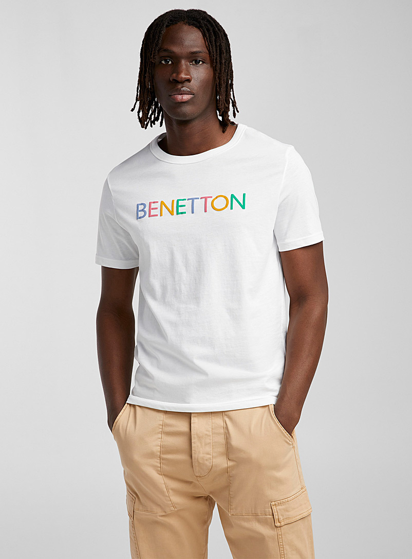 United Colors of Benetton White Colourful-logo T-shirt for men