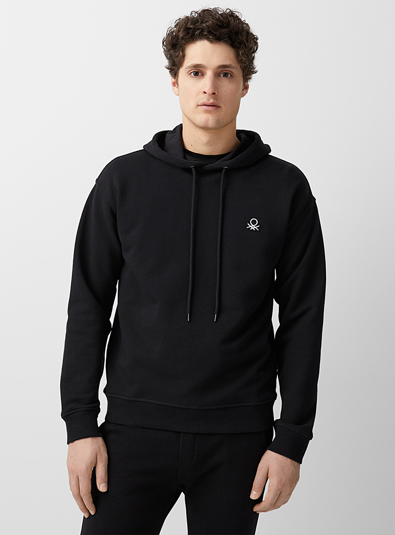 United Colors of Benetton Black Colourful hoodie for men