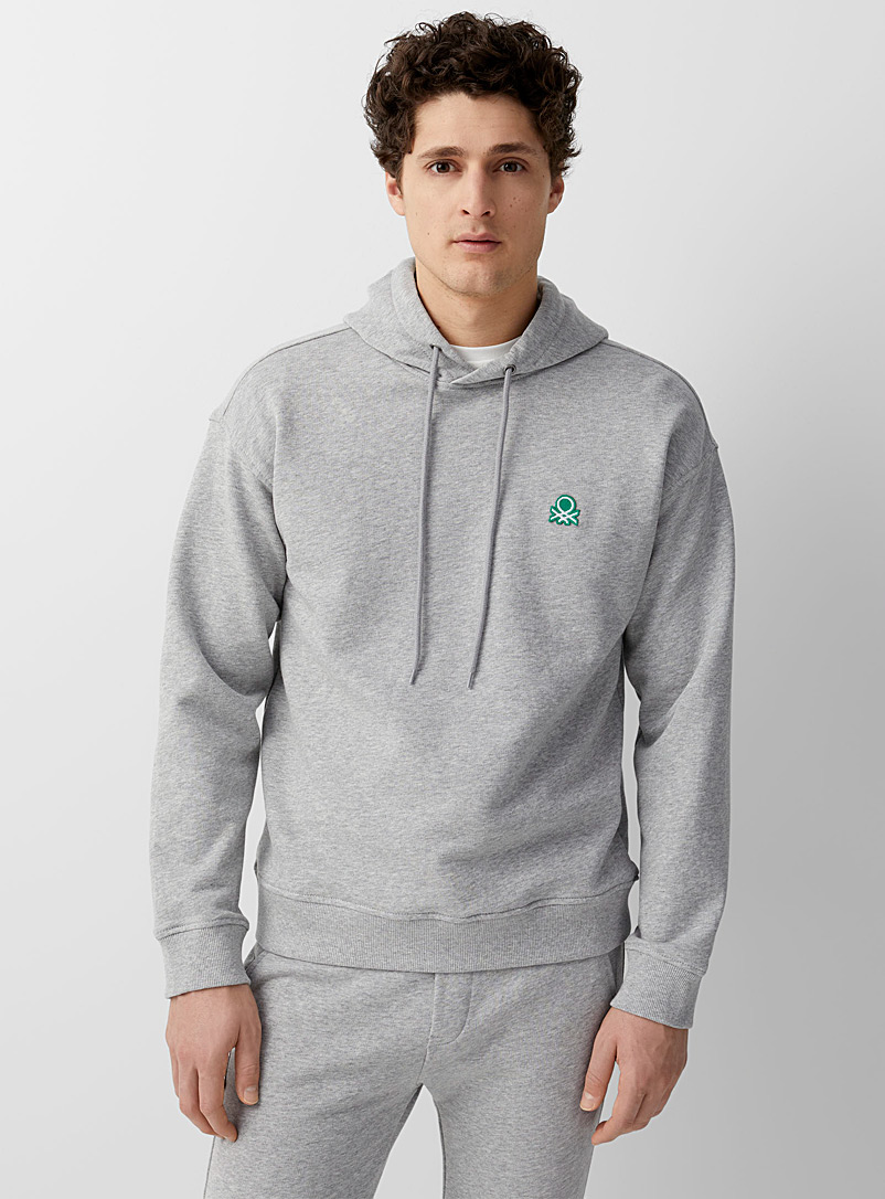 United Colors of Benetton Grey Colourful hoodie for men