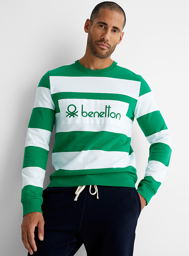 United Colors of Benetton Green Club stripe logo sweatshirt for men