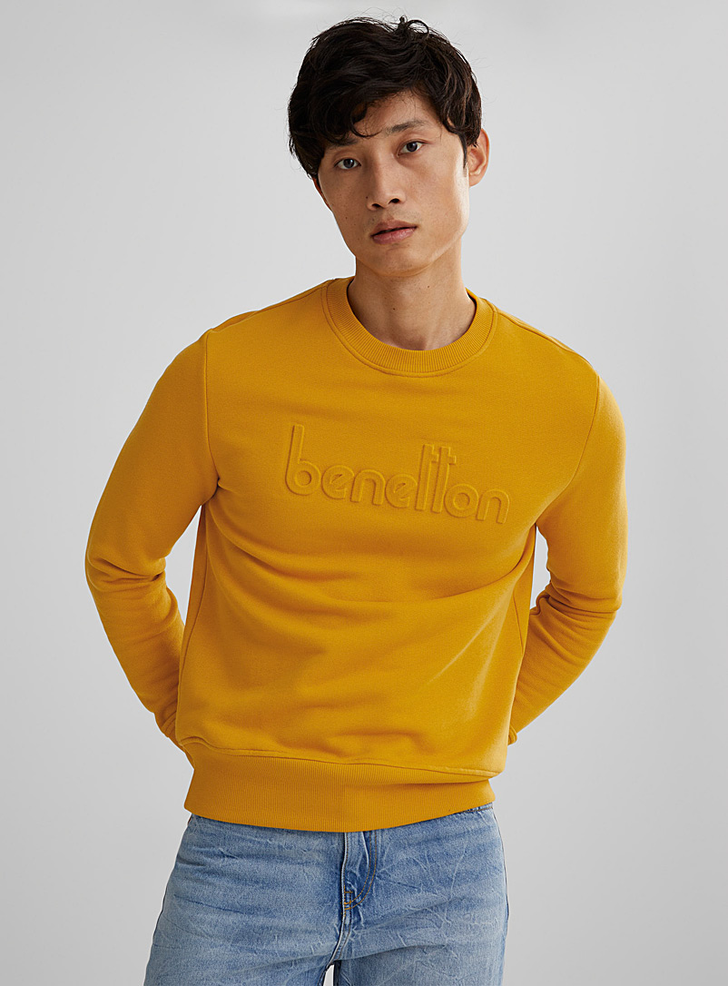 United Colors of Benetton Golden Yellow 3D logo sweatshirt for men
