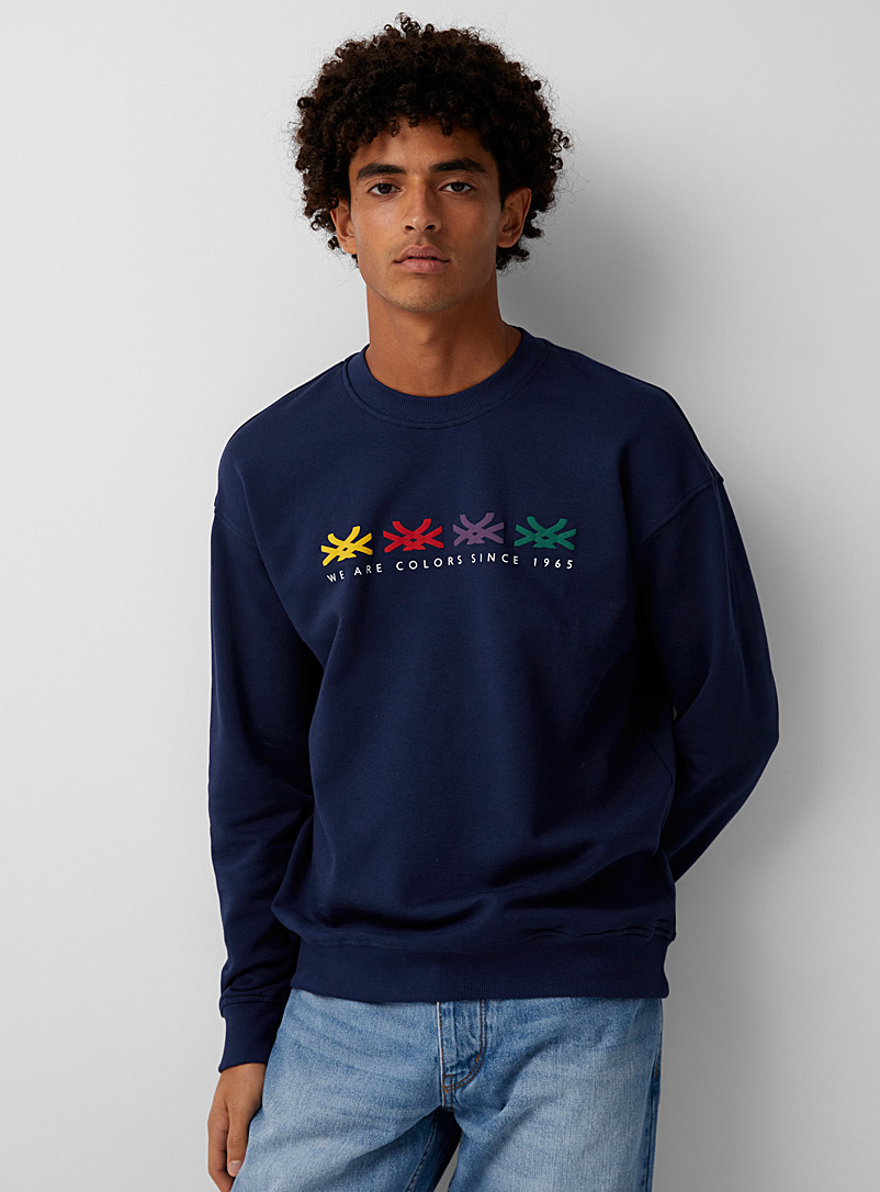 United Colors of Benetton Marine Blue Multi-logo sweatshirt for men