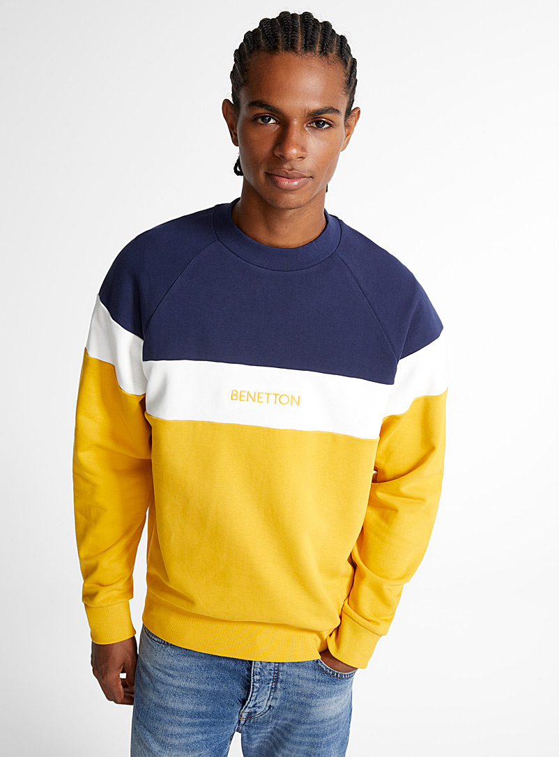 United Colors of Benetton Patterned navy  Tricolour block-style sweatshirt for men