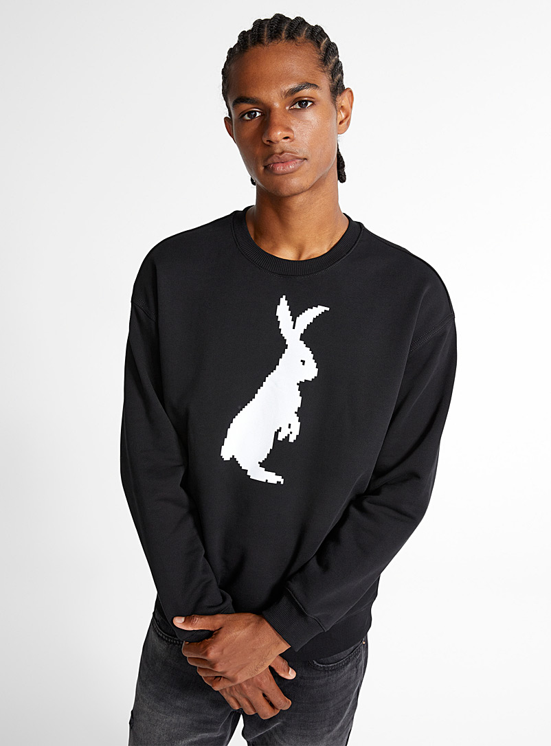 United Colors of Benetton Black Pixelated rabbit sweatshirt for men