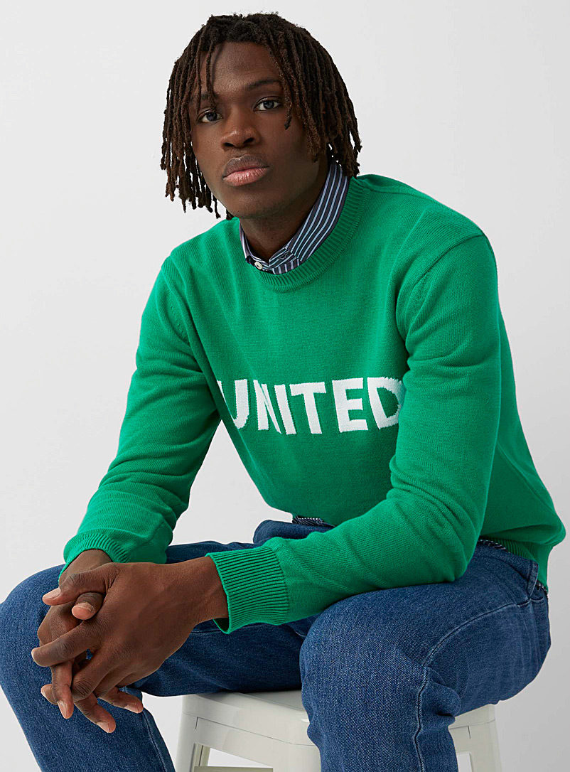 United Colors of Benetton Green Pigmented green United sweater for men