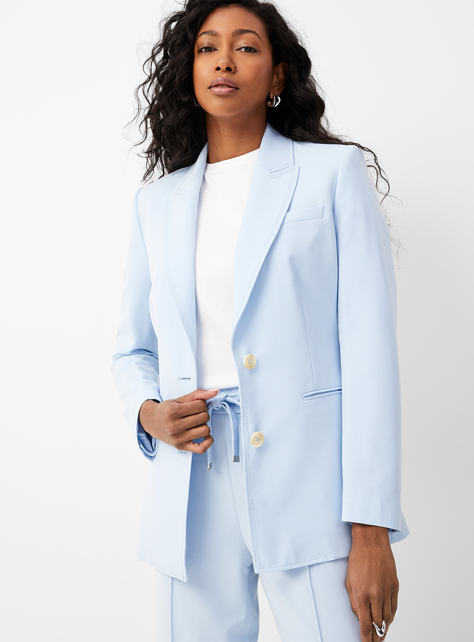 United Colors Of Benetton Pastel Blue Fitted Blazer In Baby Blue