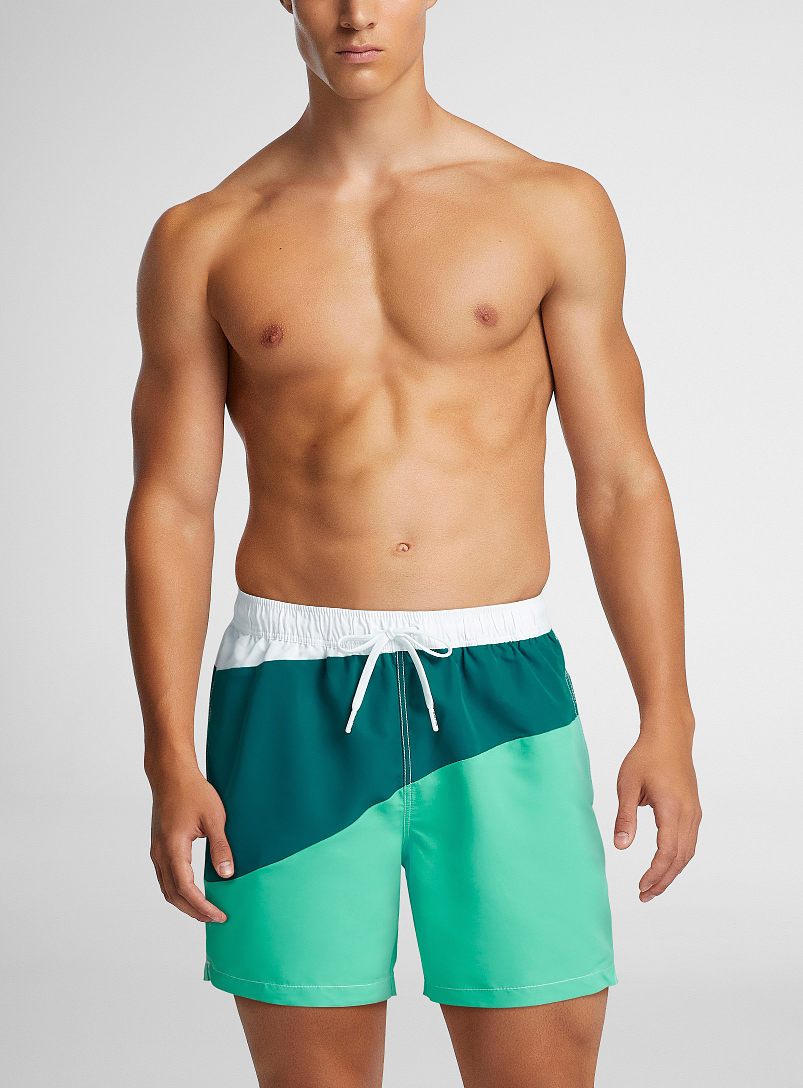 United Colors Of Benetton Tricolour Swim Trunk In Teal
