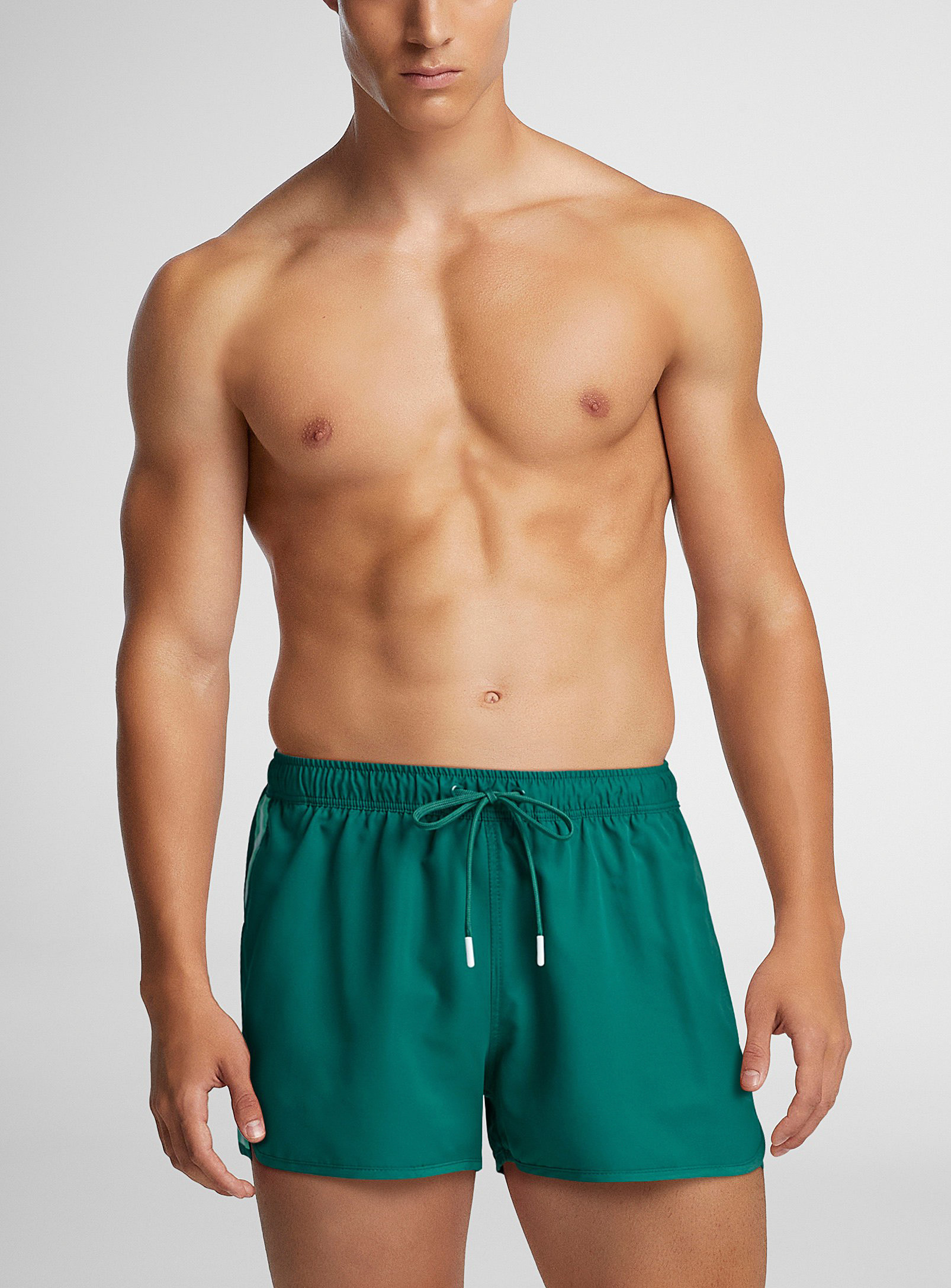United Colors Of Benetton Retro-band Cropped Swim Trunk In Teal
